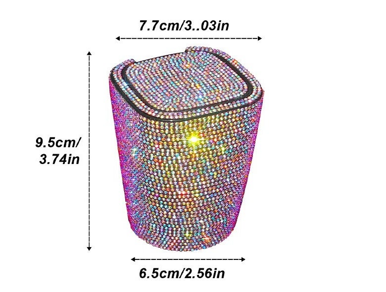 منفضة سجائر سيارة مرصعة بالماس مع إضاءة LED، تصميم معلق مبتكر للسيارة - Image 4