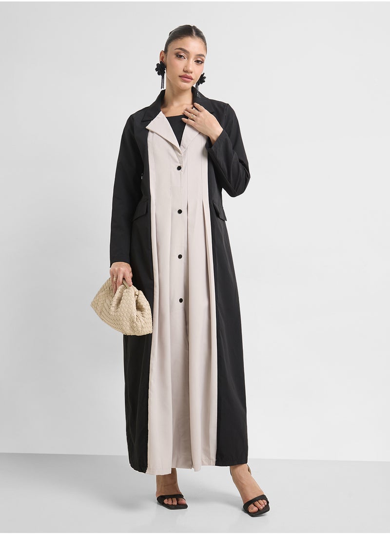 Khizana Monotone Trench Style Abaya  - Image 4