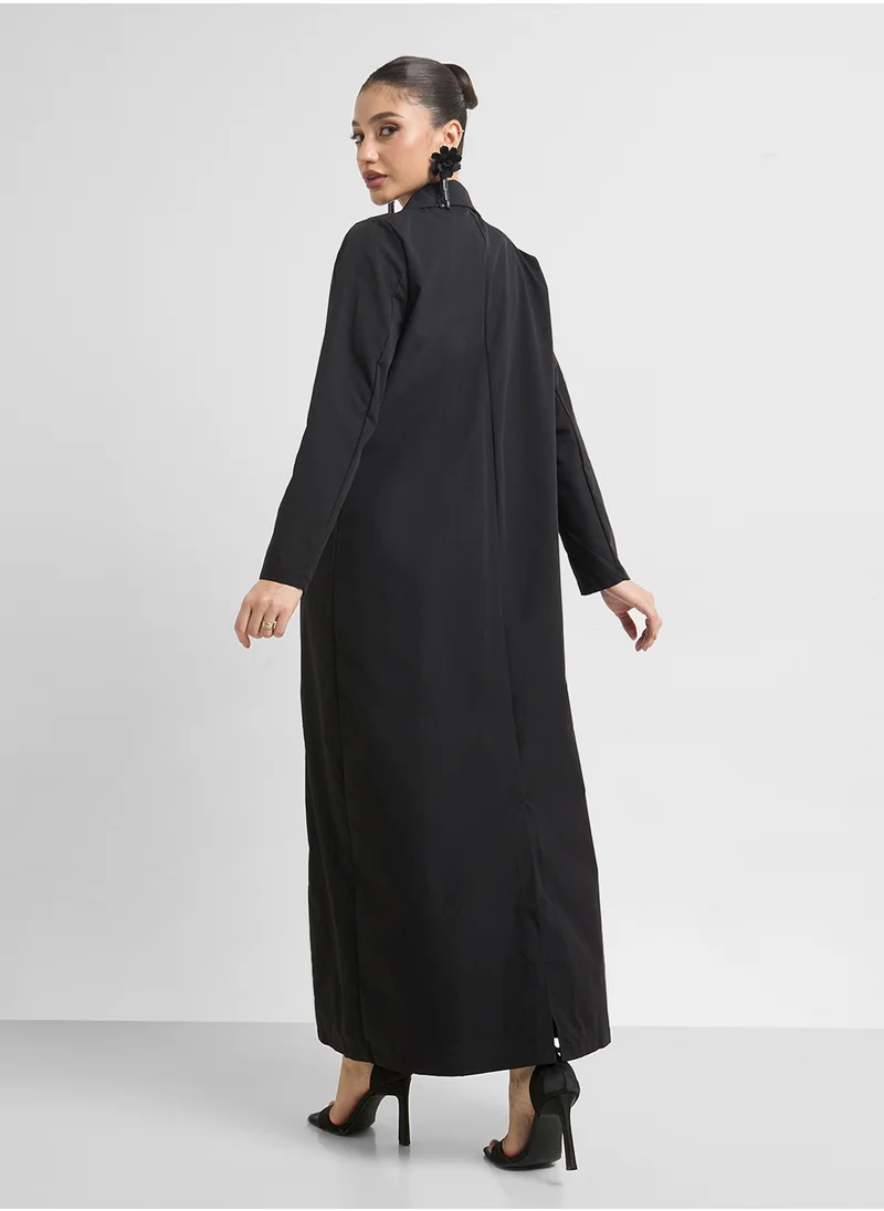 Khizana Monotone Trench Style Abaya