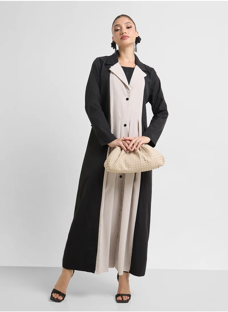 Khizana Monotone Trench Style Abaya