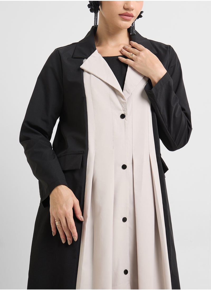 Khizana Monotone Trench Style Abaya  - Image 3