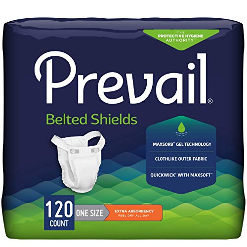 Prevail Incontinence Unisex Belted Shields, Disposable Adult Belted Shield for Men & Women - Extra Absorbency - 120 Count (4 Packs of 30) - Image 1