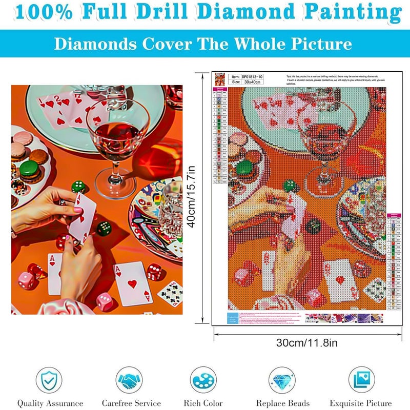 KICHANG 6 Pack Vintage Poker Diamond Art Kits for Adults Beginner,DIY Modern Diamond Painting 5D Round Full Drill Diamond Dots Gem Art Crafts with Tools,Funny Crafts for Home Wall Decor&Gift-12x16in - Image 4