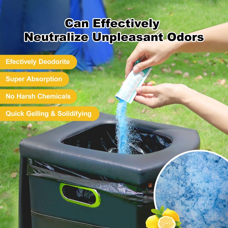 Ann Katy Super Absorbent Polymer 30 Packs,Portable & Fast-Absorbing Camp Toilet Chemicals Gel with 5 Gallon Bucket Toilet Luggable Drawstring Bag, Emergency Toilet Bag&Potty Gel - Image 3