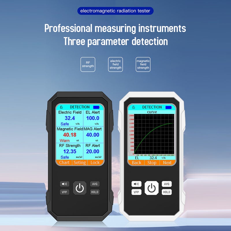 Handheld Electromagnetic Radiation Tester: Black Large Color Display - Multi-parameter Detection Magnetic Field Detector for Home, Office and Daily Radiation Monitoring - Image 4