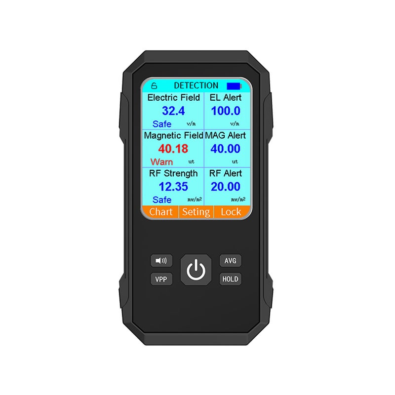 Handheld Electromagnetic Radiation Tester: Black Large Color Display - Multi-parameter Detection Magnetic Field Detector for Home, Office and Daily Radiation Monitoring - Image 1