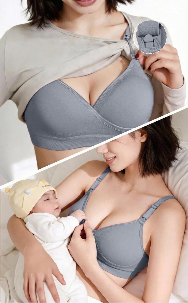 Celary Lightly Padded Maternity Feeding Bra for Women - Ultra Lightweight Cotton Nursing Bra - Image 2