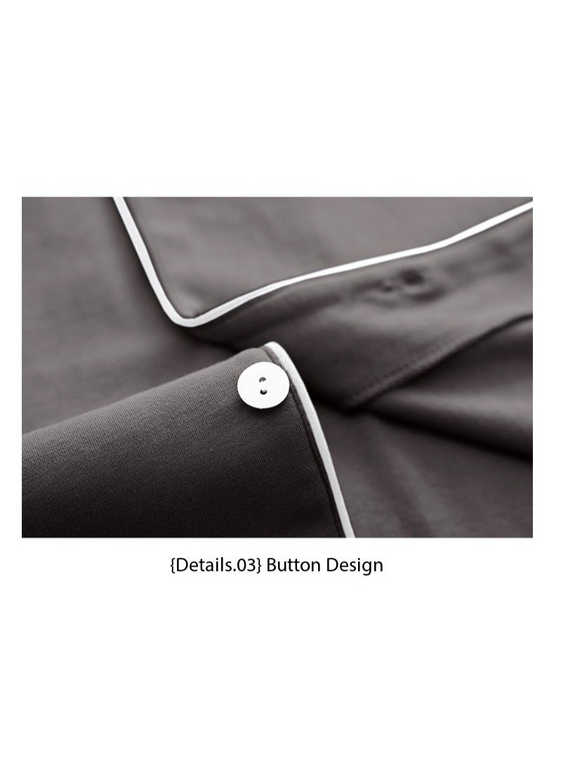 Feraco 100% Cotton Men's Pajamas, Spring/Autumn Home Wear, Long-Sleeved Cardigan Set, Loose Fit, Plus Size, High-End Home Wear (Gray/Brown) - Image 4