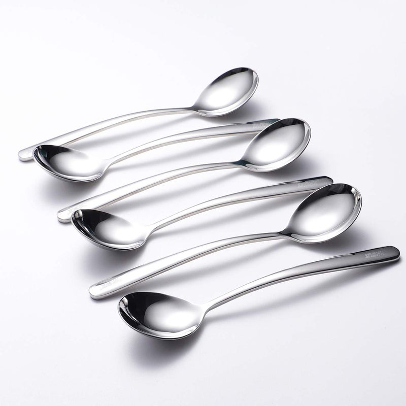 Soup Spoons 6Pack 1810 Stainless Steel Large and Heavy Duty Round Spoons Elegance Series 7 Inch Long 19 Ounces Weight by IRONX