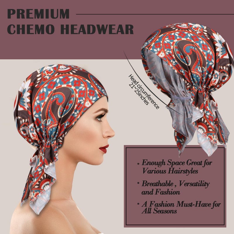 DACKRITO 4 Pieces Chemo Headwear for Women, Pre-Tied Head Scarf Cancer Headwear for Hair Loss - Image 4