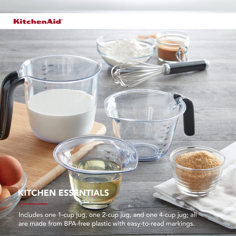 KitchenAid KQ298OSOBA Gourmet Set of 3 Measuring Jugs, Onyx - Image 3