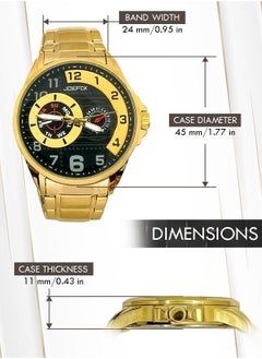 JoeFox Luxury Fashion Stainless Steel Watch Date Waterproof Wristwatch Luxury Stainless Steel Band Waterproof Watch for Men Gold  - Image 2