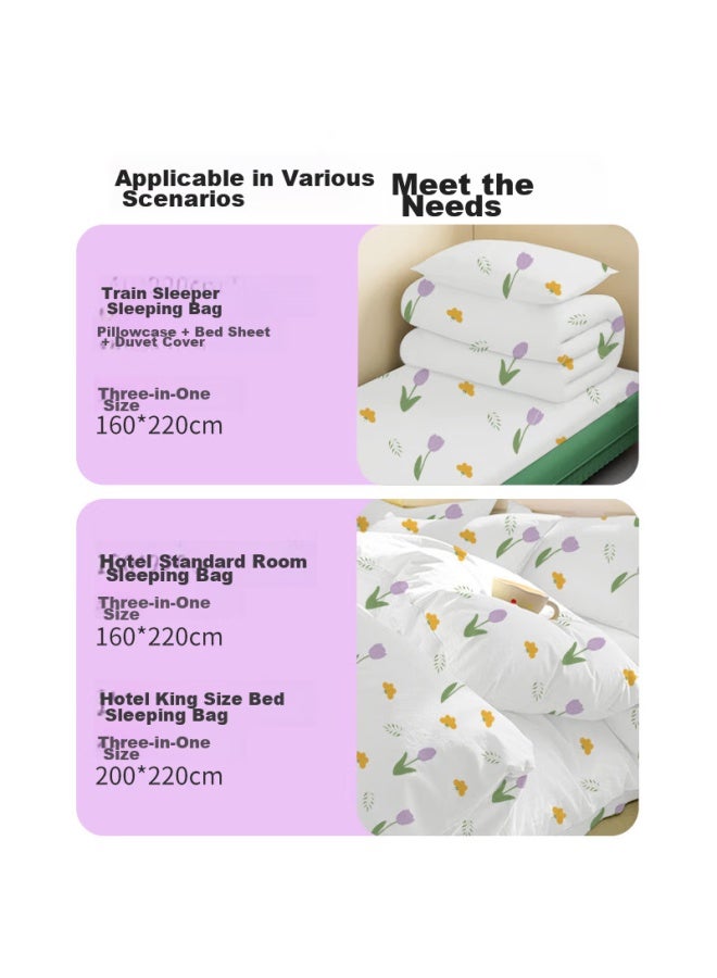 Dr.chu Disposable Sleeping Bag Set For Train Sleeper, Hotel, Travel, Includes Sheet, Duvet Cover, Pillowcase, Four-piece Set For Single Or Double Use, Hygienic Sleeping Bag - Image 5