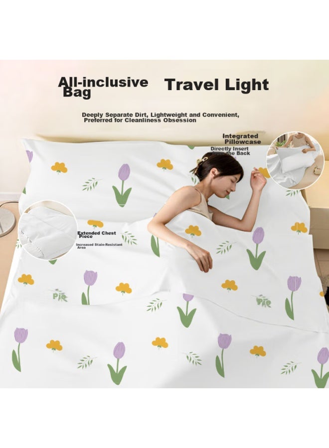 Dr.chu Disposable Sleeping Bag Set For Train Sleeper, Hotel, Travel, Includes Sheet, Duvet Cover, Pillowcase, Four-piece Set For Single Or Double Use, Hygienic Sleeping Bag - Image 4