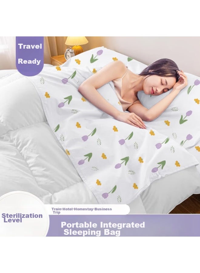 Dr.chu Disposable Sleeping Bag Set For Train Sleeper, Hotel, Travel, Includes Sheet, Duvet Cover, Pillowcase, Four-piece Set For Single Or Double Use, Hygienic Sleeping Bag - Image 1