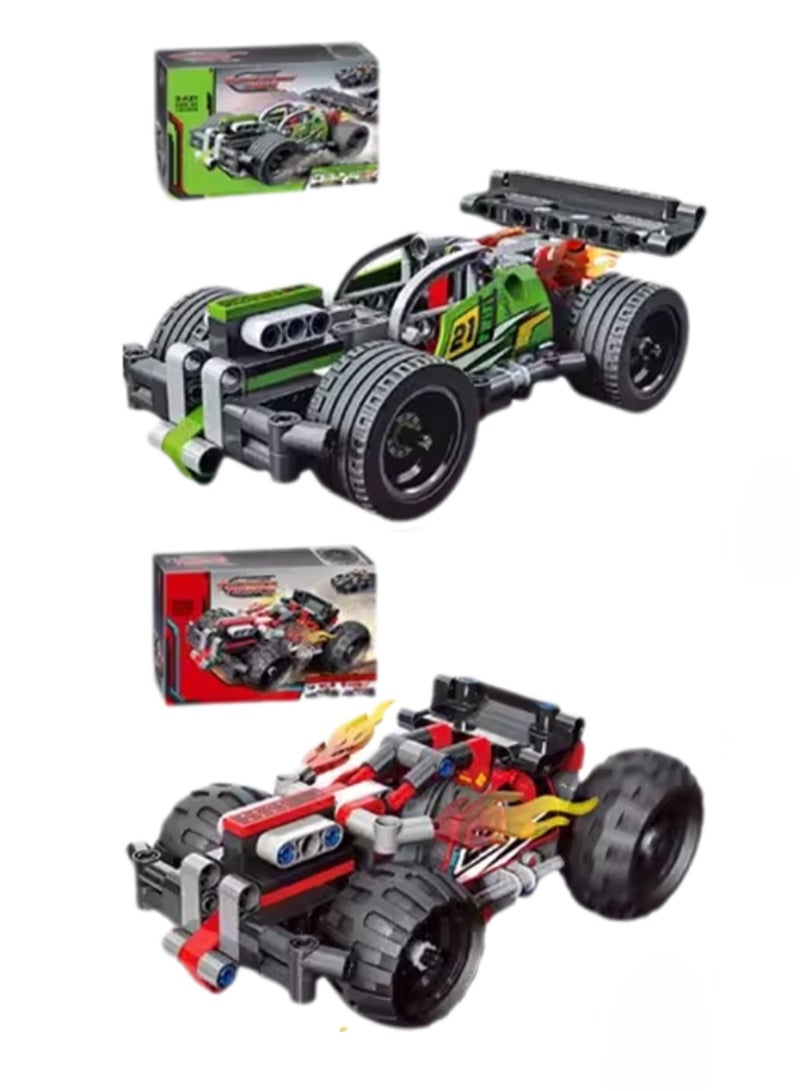 Educational Toys And Small Particle Assembly Building Blocks Car Model Assembly Toys(Green And Red Racing) - Image 1