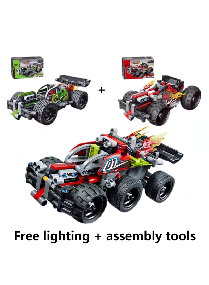 Educational Toys And Small Particle Assembly Building Blocks Car Model Assembly Toys(Green And Red Racing) - Image 2