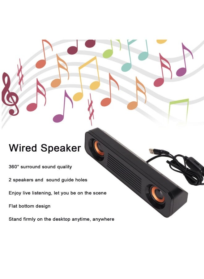 Wired Soundbar, TV Sound Bar with Subwoofer, USB HiFi 360 Degree Stereo Desktop Speaker, Home Theater Surround Sound System Speaker, for TV Gaming Projector - Image 3