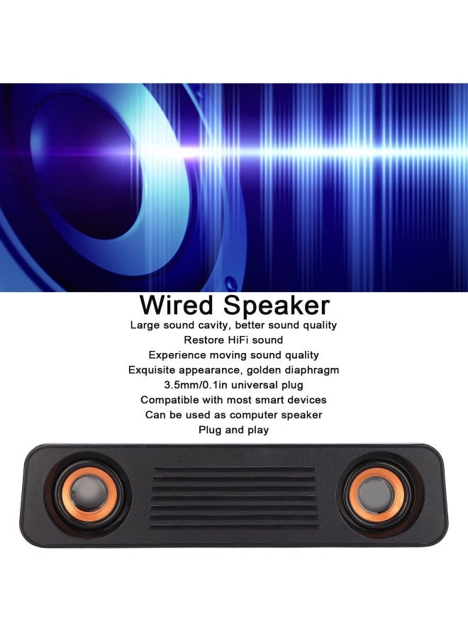 Wired Soundbar, TV Sound Bar with Subwoofer, USB HiFi 360 Degree Stereo Desktop Speaker, Home Theater Surround Sound System Speaker, for TV Gaming Projector - Image 2