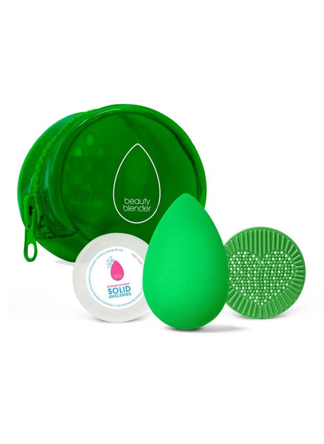 beautyblender Beautyblender® | Besties Bio Pure Blend & Cleanse 4-Piece Starter Set, Bio Pure Makeup Sponge + Solid Unscented Cleanser .558 oz + Silicone Scrub Mat + Travel Case, Made in USA, Vegan, Sustainable  - Image 1