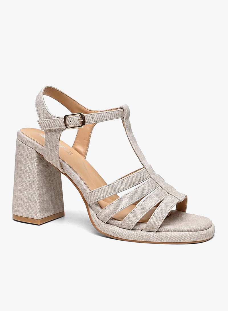 Cuple Light Beige Comfort Block Heel - Image 1