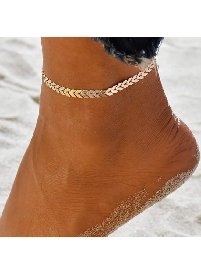 Fayrouz Jewellery Simple copper ankle bracelet, holiday style for women, flat arrow chain, summer foot jewelry for everyday and vacation, suitable for all people. From Fairuz Jewelry Anklet  - Image 2