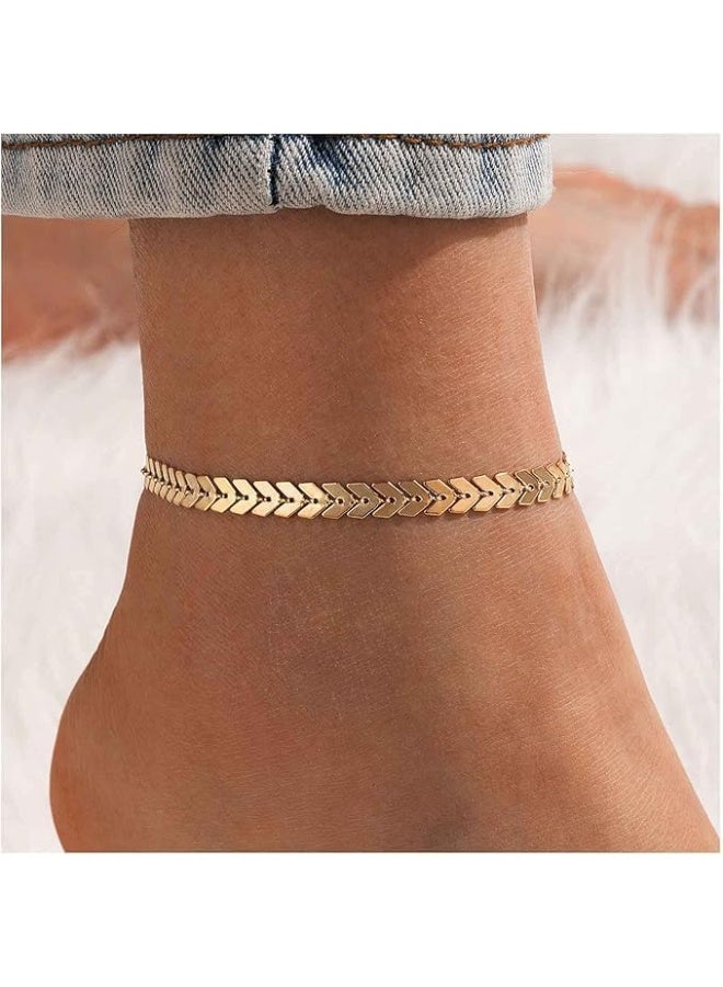 Fayrouz Jewellery Simple copper ankle bracelet, holiday style for women, flat arrow chain, summer foot jewelry for everyday and vacation, suitable for all people. From Fairuz Jewelry Anklet  - Image 3