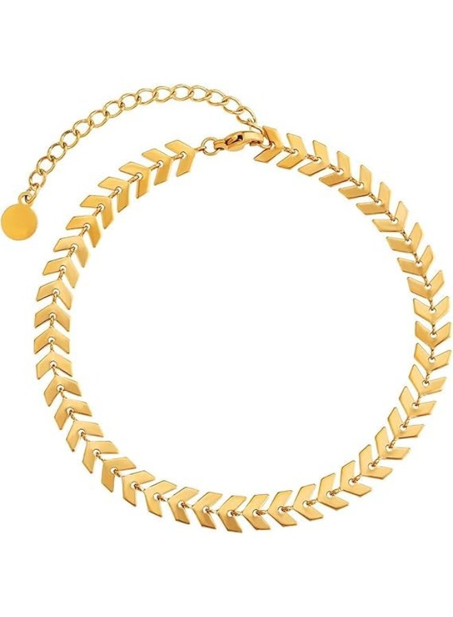 Fayrouz Jewellery Simple copper ankle bracelet, holiday style for women, flat arrow chain, summer foot jewelry for everyday and vacation, suitable for all people. From Fairuz Jewelry Anklet  - Image 1