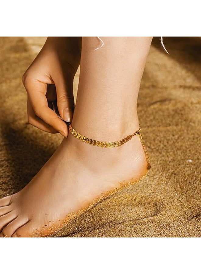 Fayrouz Jewellery Simple copper ankle bracelet, holiday style for women, flat arrow chain, summer foot jewelry for everyday and vacation, suitable for all people. From Fairuz Jewelry Anklet  - Image 5
