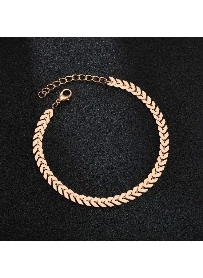 Fayrouz Jewellery Simple copper ankle bracelet, holiday style for women, flat arrow chain, summer foot jewelry for everyday and vacation, suitable for all people. From Fairuz Jewelry Anklet  - Image 4