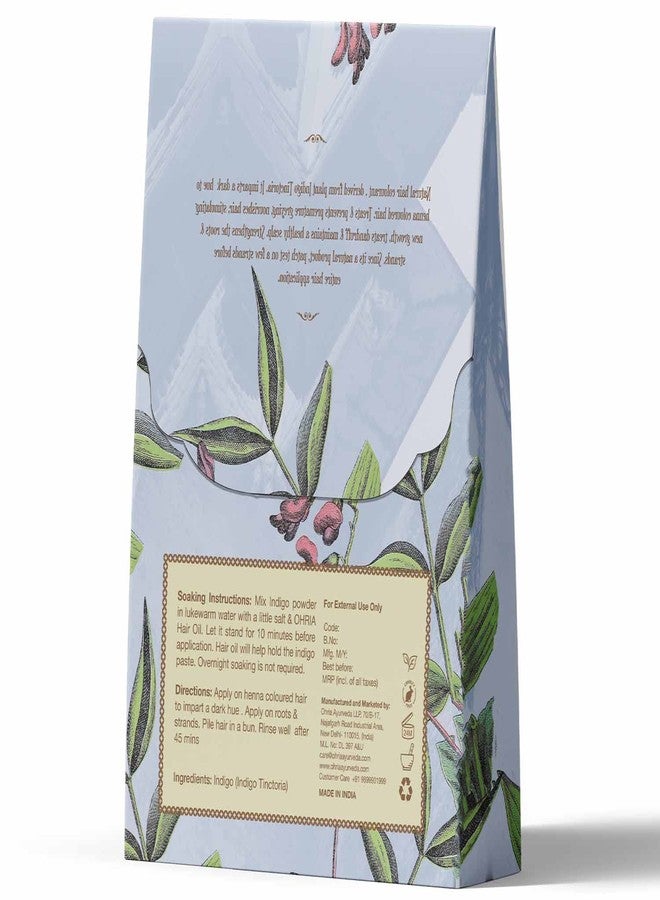 أوهريا مسحوق صبغة الشعر العضوية من أوهريا أيورفيدا، لون النيلة | صبغة شعر وبلسم نباتي طبيعي | لون أسود غني للشعر المعالج بالحناء | مناسب لجميع أنواع الشعر | للرجال والنساء - 150 غرام - Image 4