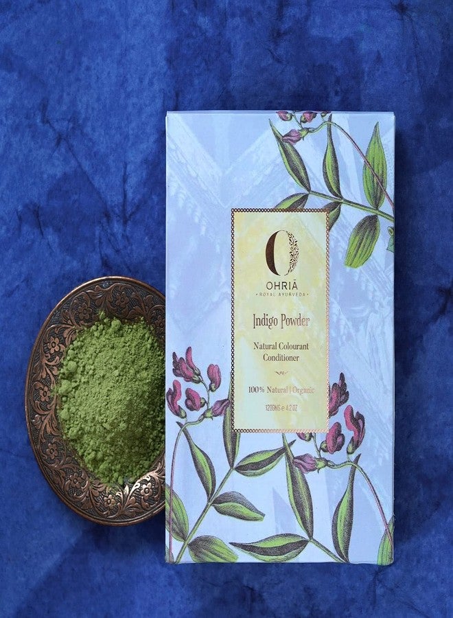 أوهريا مسحوق صبغة الشعر العضوية من أوهريا أيورفيدا، لون النيلة | صبغة شعر وبلسم نباتي طبيعي | لون أسود غني للشعر المعالج بالحناء | مناسب لجميع أنواع الشعر | للرجال والنساء - 150 غرام - Image 2