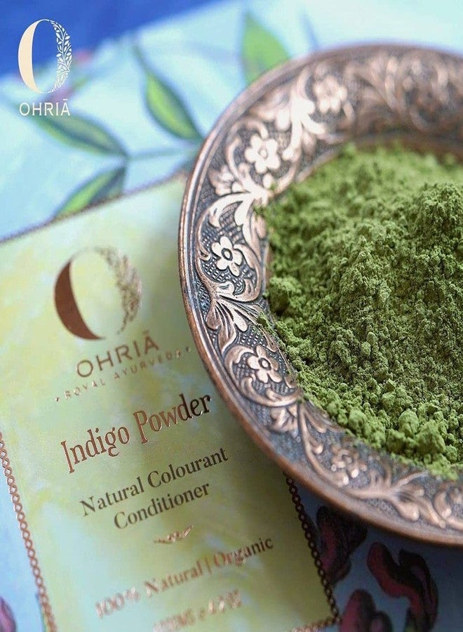 أوهريا مسحوق صبغة الشعر العضوية من أوهريا أيورفيدا، لون النيلة | صبغة شعر وبلسم نباتي طبيعي | لون أسود غني للشعر المعالج بالحناء | مناسب لجميع أنواع الشعر | للرجال والنساء - 150 غرام - Image 3