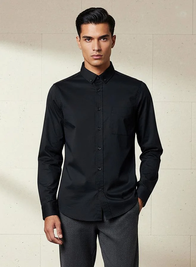 Splash FAV Men Slim Fit Button-Down Collar Long Sleeve Shirt