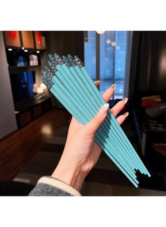 Alloy Chopsticks With High Color Value For Home Use Mildew-proof And Mildew-proof One-person Chopsticks On The Grade Food-grade Special-person Quick Child-Color:Porcelain Blue Glass Elegant Chopsticks-10 Pairs