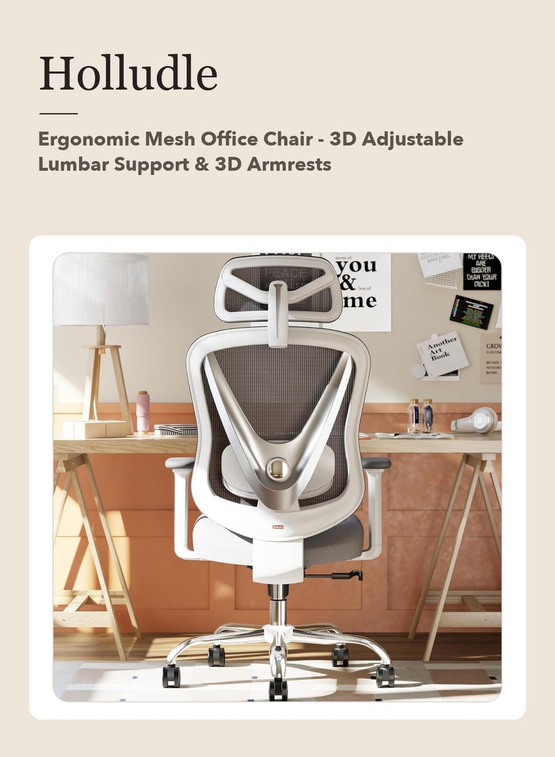 HOLLUDLE 2 Pcs Study Desk Set - Holludle Ergonomic Mesh Office Chair + Home Box Alford Patara Study Desk with Hutch - Image 2