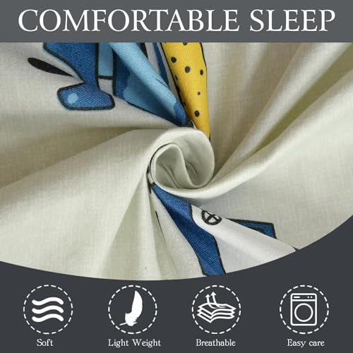 FRESH FROM LOOM Glace Cotton Wrinkle Free Soft Hypoallergenic Bed Sheet | Cartoon Printed | Single Bedsheet Bedsheet for Kids Room Boys Girls with 1 Pillow Cover (60x90 Inches/Cream/Animal), 144 TC - Image 2