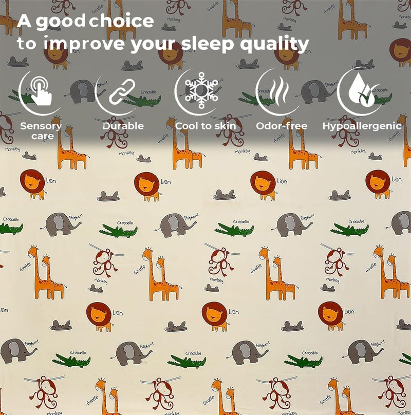 FRESH FROM LOOM Glace Cotton Wrinkle Free Soft Hypoallergenic Bed Sheet | Cartoon Printed | Single Bedsheet Bedsheet for Kids Room Boys Girls with 1 Pillow Cover (60x90 Inches/Cream/Animal), 144 TC - Image 3