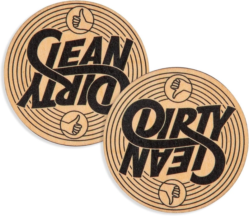 Stellar Factory Clean VS. Dirty - A Reversible, Wood Dishwasher Magnet - Image 1