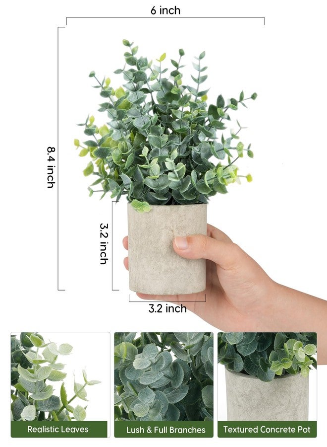 Velener 2 Pcs Small Fake Plants Eucalyptus, Artificial Plants Indoor for Shelf, Potted Eucalyptus Plants for Home/Bathroom/Pottery Barn/Desk/Farmhouse/Coffee Table Decor (Sage Green) - Image 2