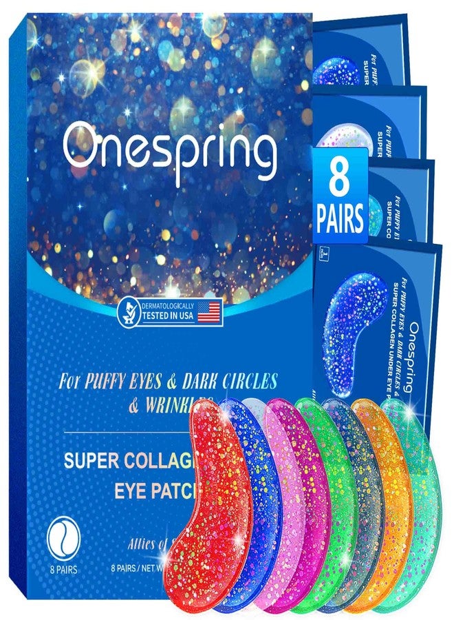 Onespring Under Eye Patches (8 Pairs) - Revitalises and Refreshes Your Skin, Eye Masks for Eye Bags, Dark Circles, Wrinkles, Collagen Gel Pads, Relieves Pressure - Travel Essentials - Image 1
