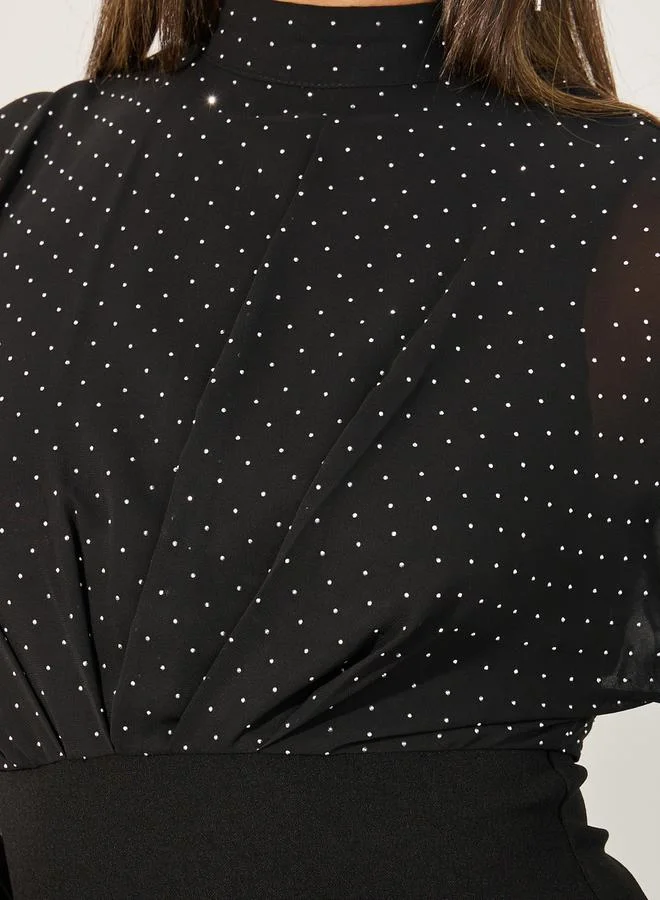 Styli Polka Dot Sleeve Dress