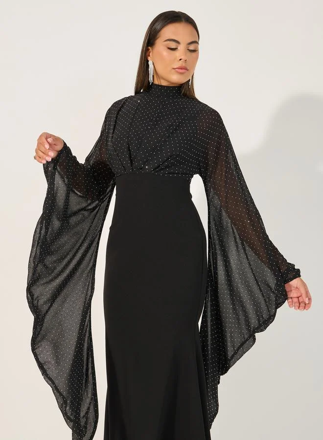 Styli Polka Dot Sleeve Dress