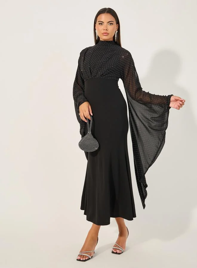 Styli Polka Dot Sleeve Dress