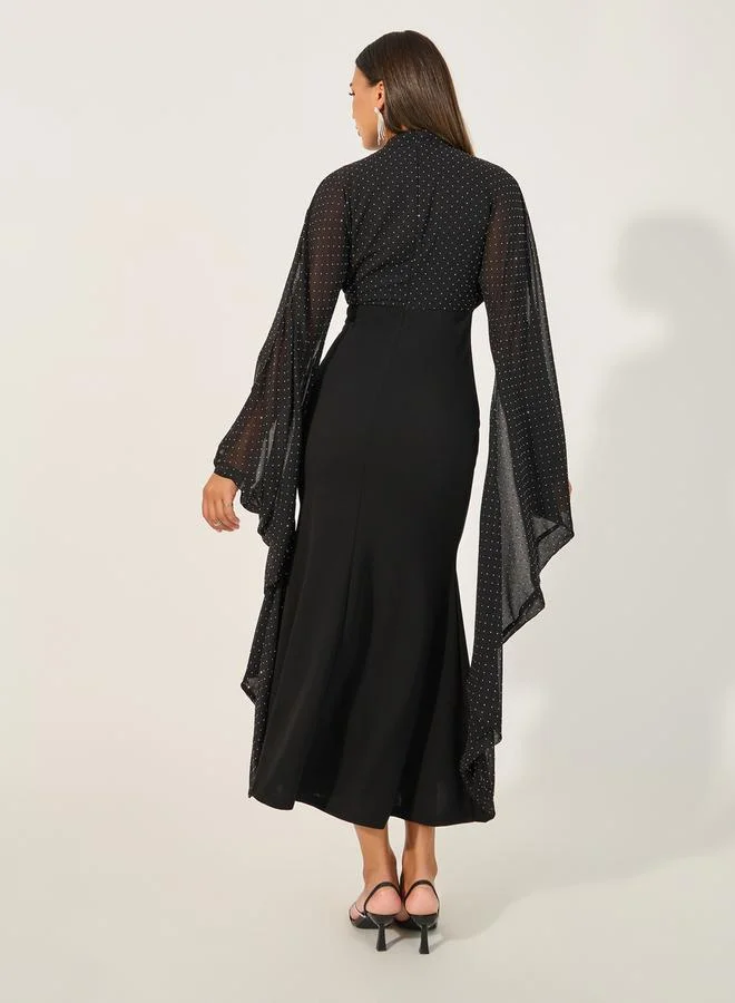 Styli Polka Dot Sleeve Dress