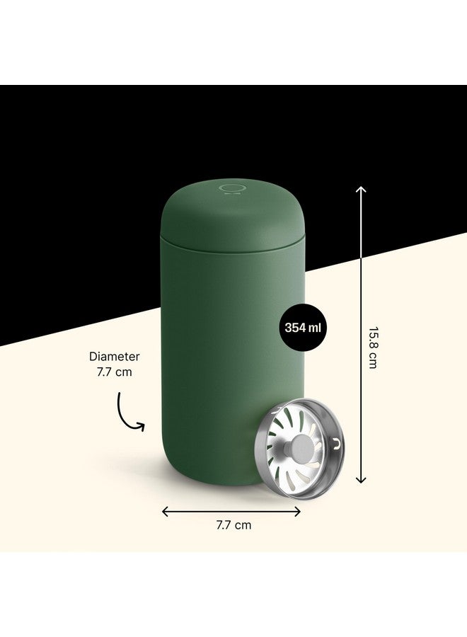 Fellow 12 oz Carter Move Travel Mug - Vacuum-Insulated Stainless Steel Travel Coffee Mug - Coffee Tumbler with Ceramic Interior and Splash Guard - Cargo Green - Image 3