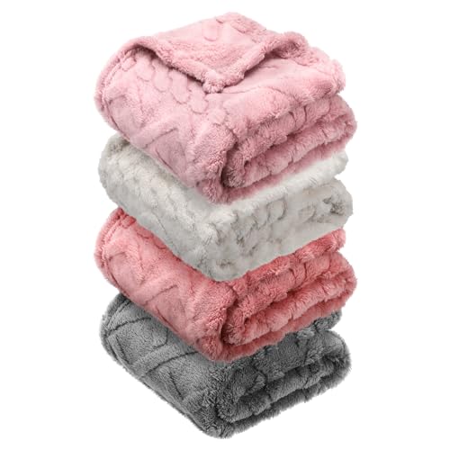 VitalCozy 4 Pcs Fluffy Baby Blanket Fleece 30" x 40" 3D for Boys Nursery Little Girl Infant or Newborn Receiving Swaddling Blankets(Pink Set) - Image 1