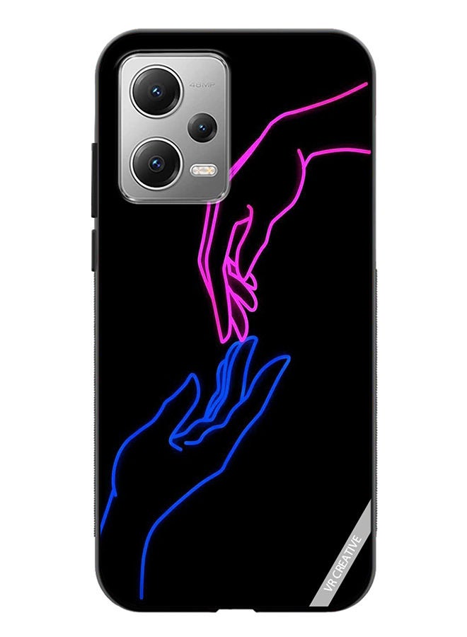 VR CREATIVE Protective Case Cover For Xiaomi Redmi Note 12 Hands In Neon Lights Design Multicolour - Image 1