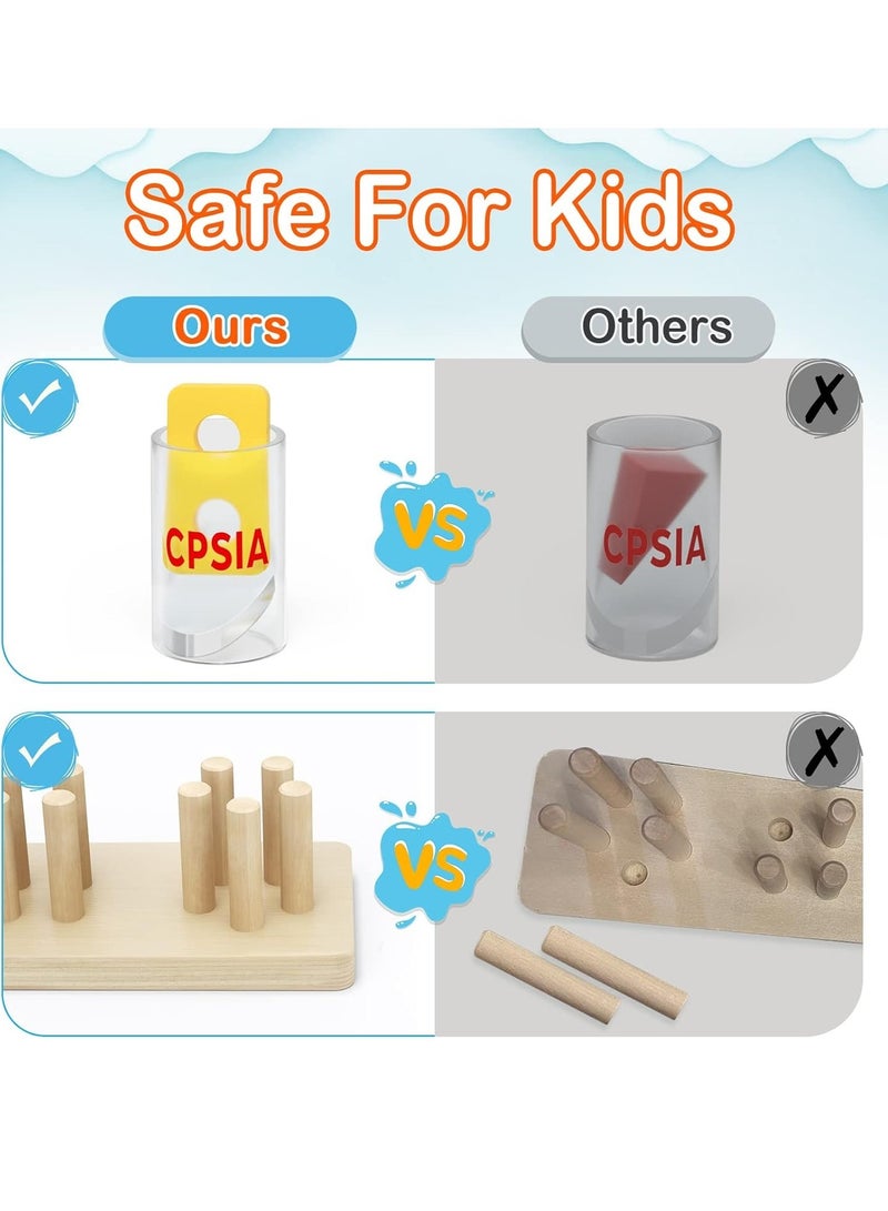Montessori Toys for 1 to 3-Year-Old Boys Girls Toddlers, Wooden Sorting  Stacking Toys for Toddlers and Kids Preschool, Educational Toys, Color Recognition Stacker Shape Sorter, Learning Puzzles Gift  - Image 5