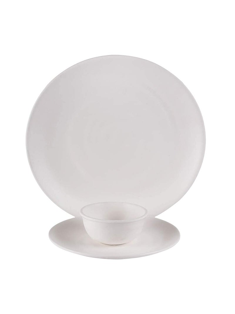 Everbuy Unbreakable Light Weight Dinner Set of 24 pcs 6 Full Plates, 6 Quarter Plates, 12 Veg Bowls (White) - Image 2